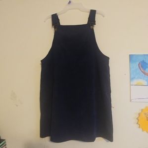 Corduroy Overalls Dress with Front Pocket